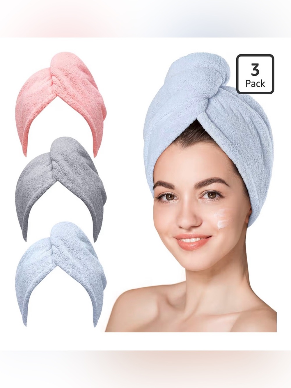 3 pack hair towel wrap